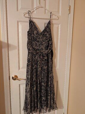 Talbots Petites Silk Dress Black and White ~ 16P